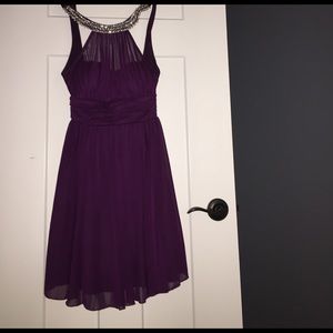 Purple Dress with beads around neckline