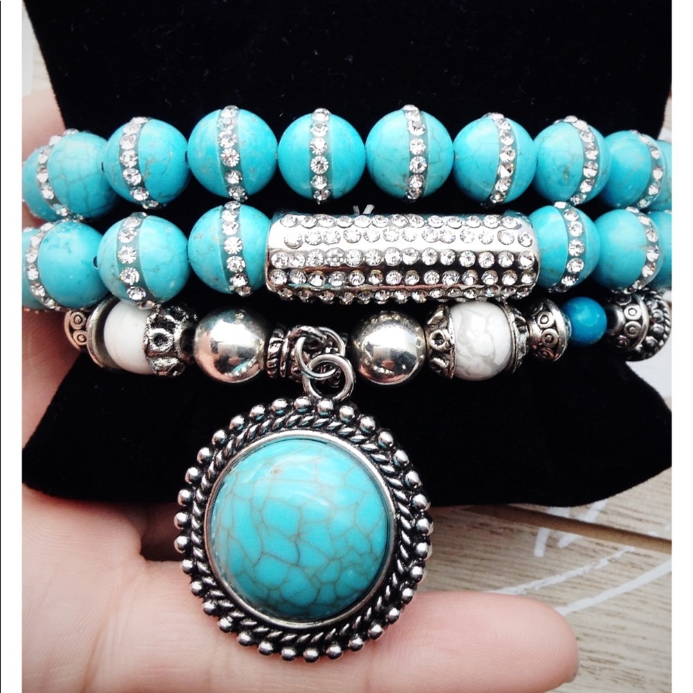 Turquoise Bead Bracelets (3)