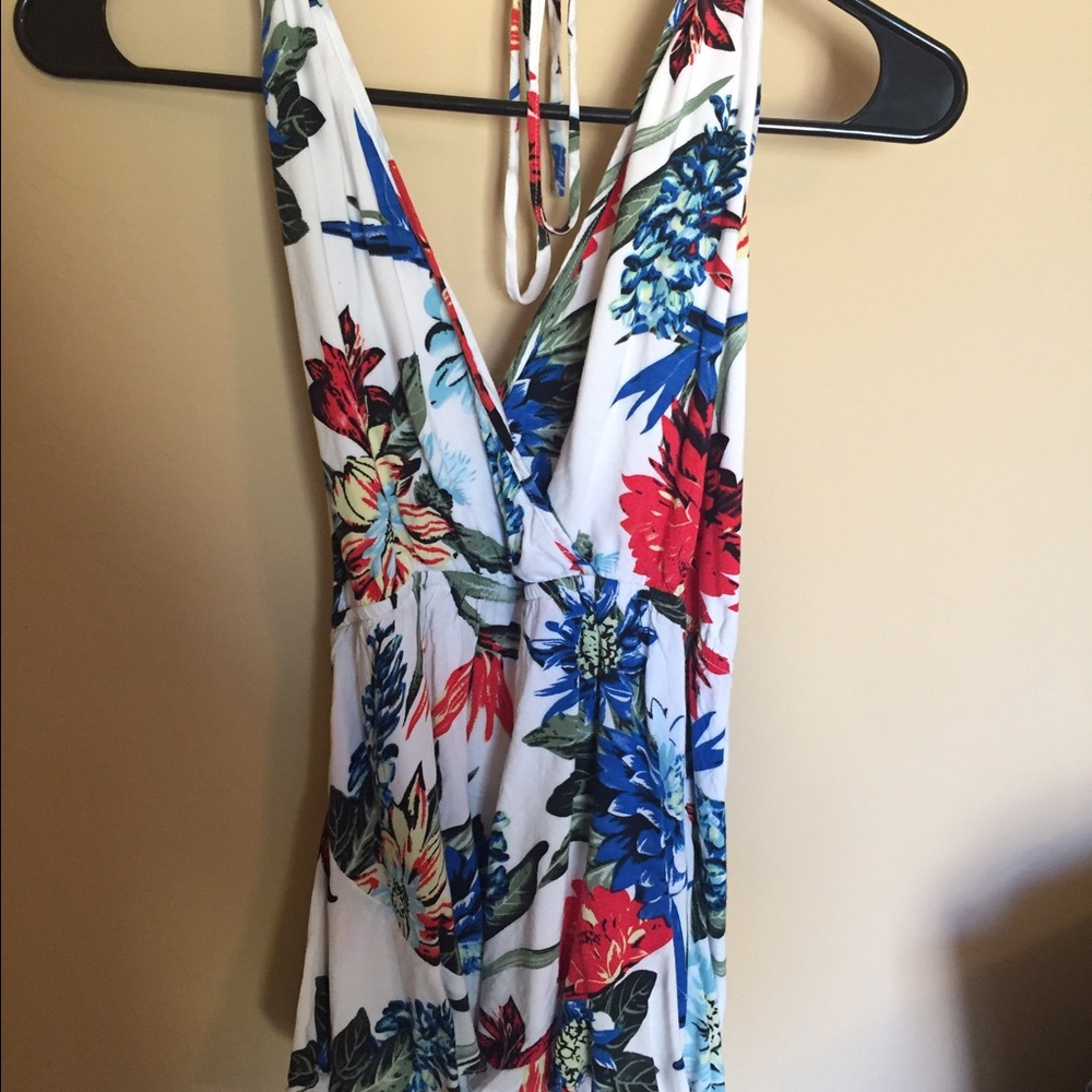 Floral open back romper