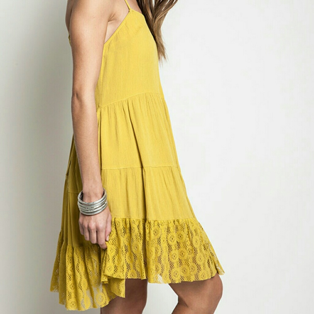 Avocado Yellow Lace Trapeze Mini - Picture 2 of 3