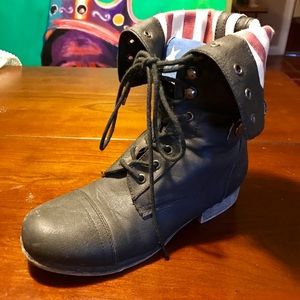 Black combat boots