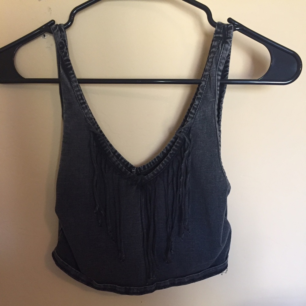 Gray tank with tassels