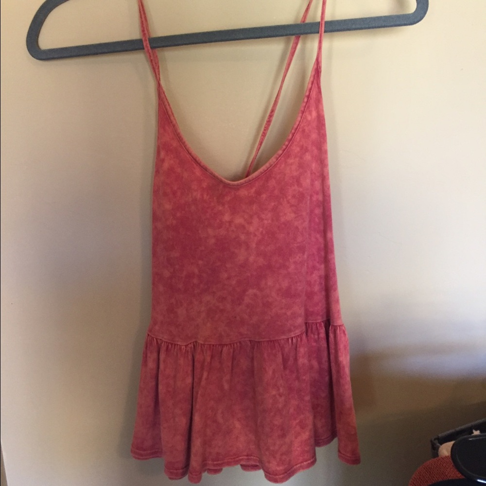 Pink long tank with open back