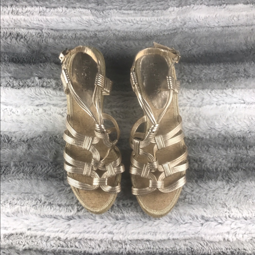 Ralph Lauren gold strappy sandal