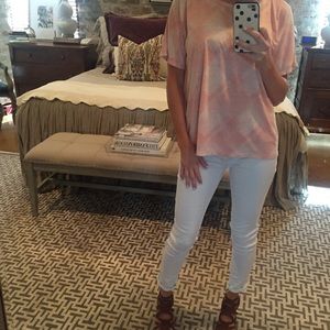 Old Navy blush/white top