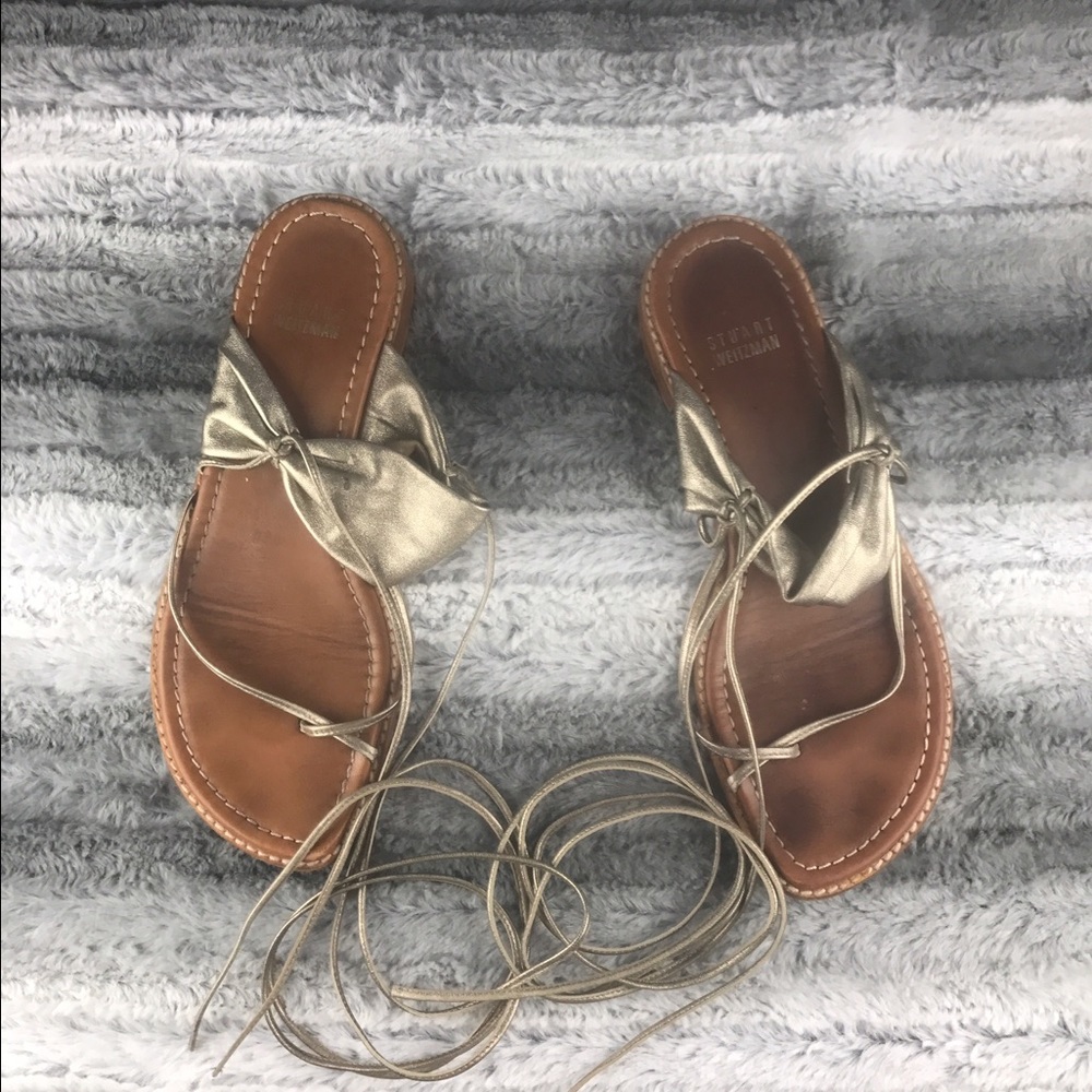 Ankle strap Stuart Weitzman gold sandal leather