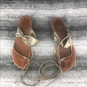 Ankle strap Stuart Weitzman gold sandal leather