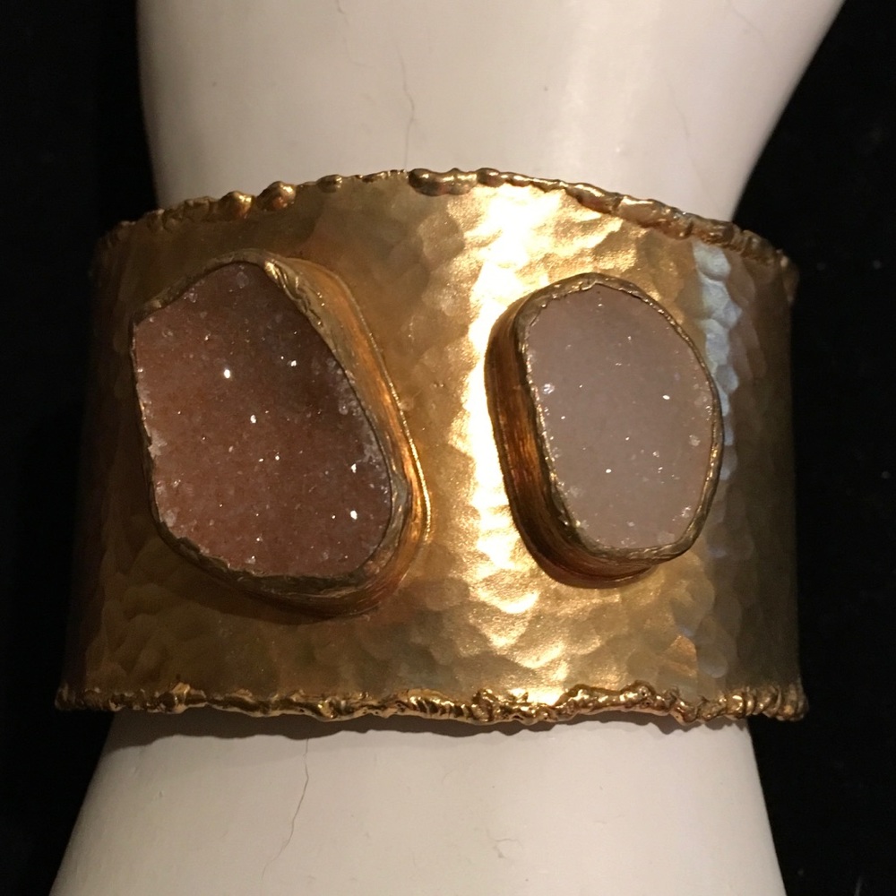 Brass Cuff With Two Stones