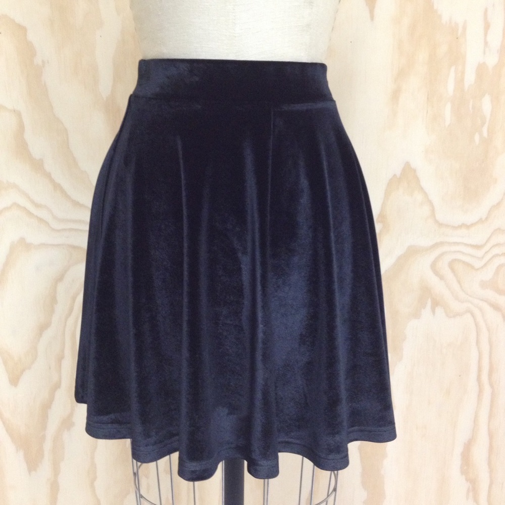 Black Velvet Skater Skirt