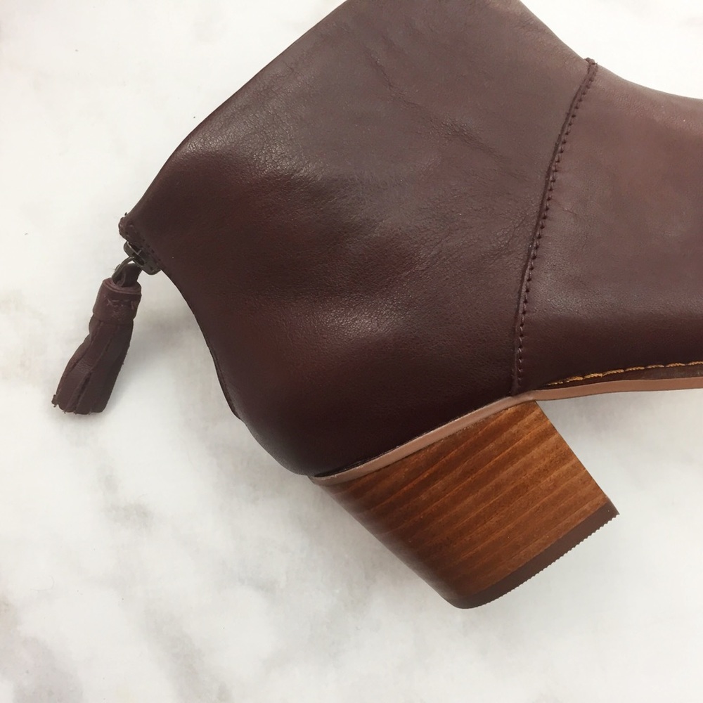 LAST 1! TOMS Oxblood Leather Ankle Boots - Picture 5 of 6