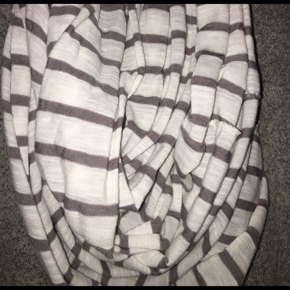 White & Gray Striped Infinity Scarf - Picture 2 of 3