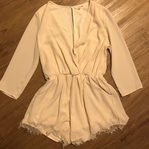 Lace trim romper