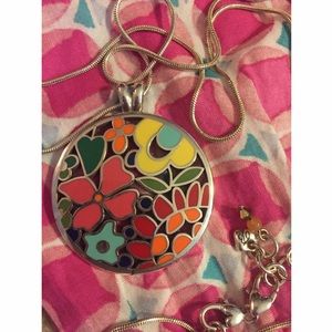 Silver and Floral Brighton Medallion Necklace