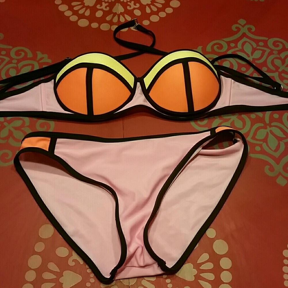 Pink yellow and orange bikini