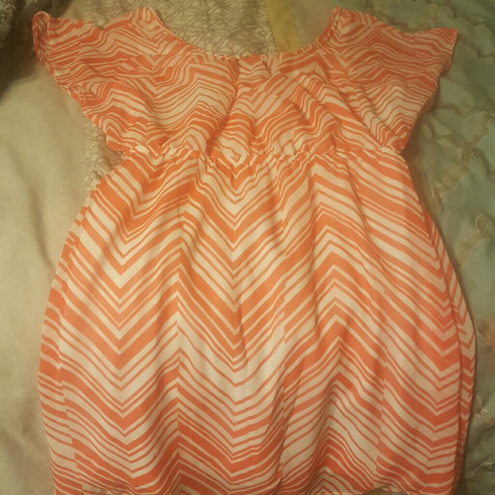 Orange/coral color chevron pattern dress NWOT