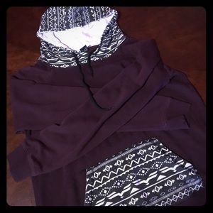 Burgundy Aztec hoodie