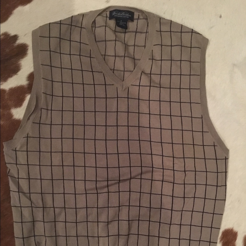 Brooks Brothers tan/navy check sweater vest