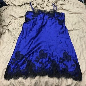 Sexy blue with black lace teddy