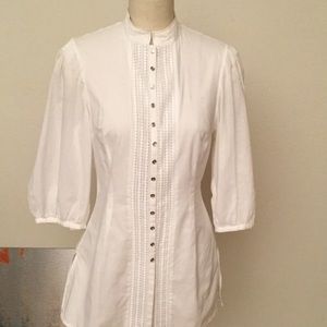 🌸CATHERINE MALANDRINO WHITE BUTTON UP BLOUSE SZ 2