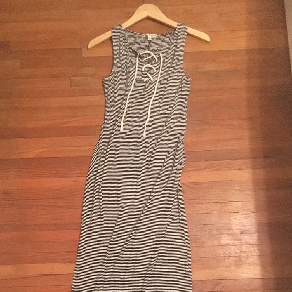 Black and white striped maxi dress