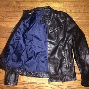 Zara men's black leather jacket