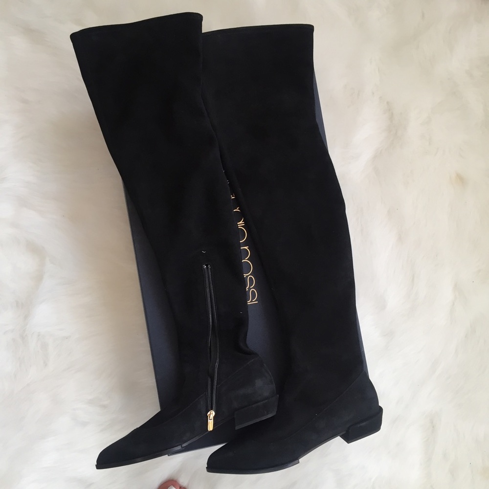 Sergio Rossi pointed toe flat thigh high Boots