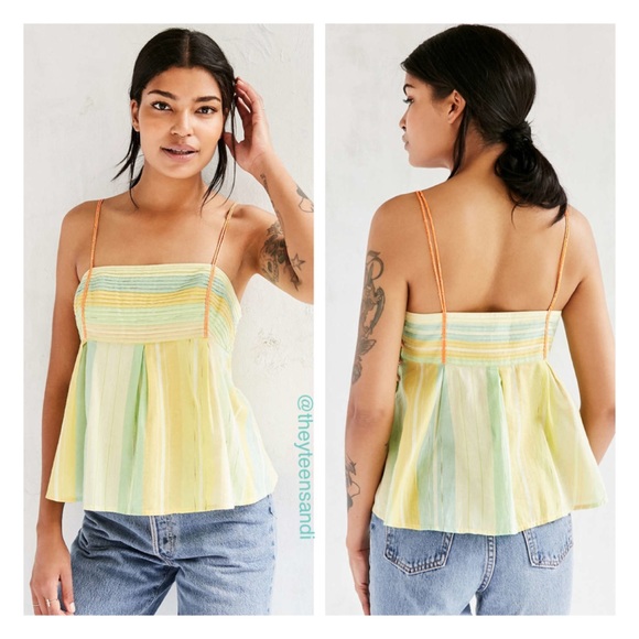 Urban Outfitters Soleil Stripe Babydoll Cami Top - Picture 2 of 4