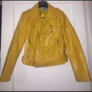 Zara Yellow Motorcycle Jacket (Faux Leather)