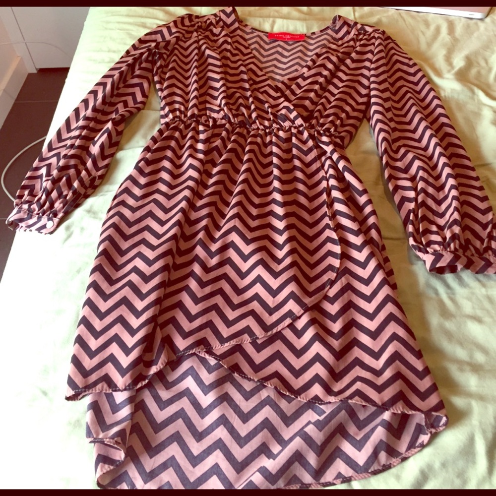 Brown and black, long sleeve dress from AKIRA