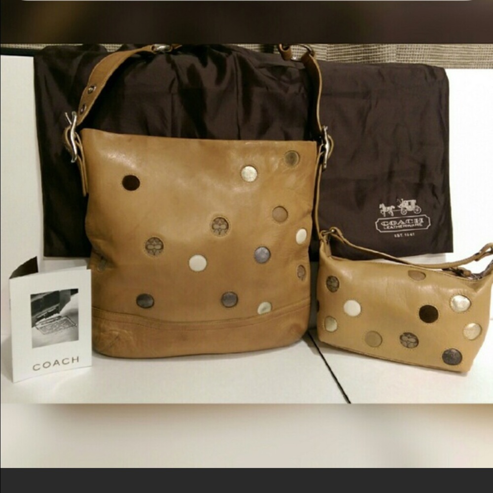 FLASH SALE COACH-RARE BROWN LEATHER DOT X-Body SET