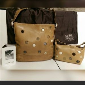 FLASH SALE COACH-RARE BROWN LEATHER DOT X-Body SET