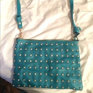Teal bedazzled crossbody