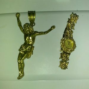 Gold watch and gold jesus