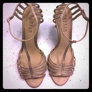 Size 7 Ralph Lauren Gold Rhinestone Heels