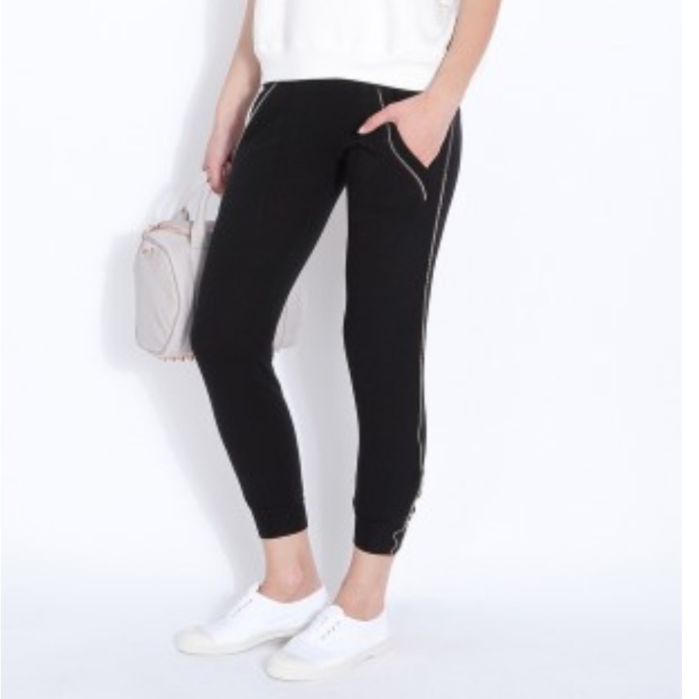 LNA Black Isaac Zip Pant w/ Silver Zipper Details