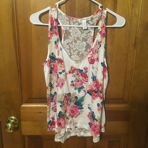 Ambiance apparel boutique floral rose tank large