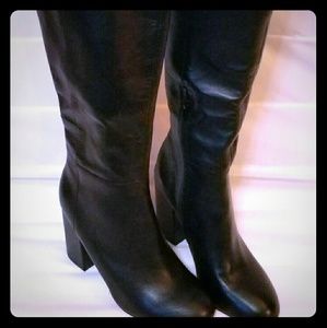 Black leather boots
