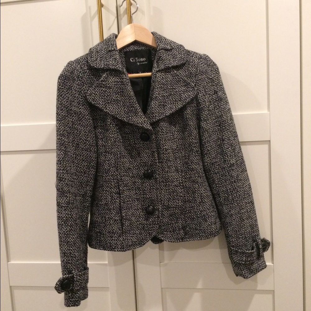 Modcloth gray jacket with black elbow patches
