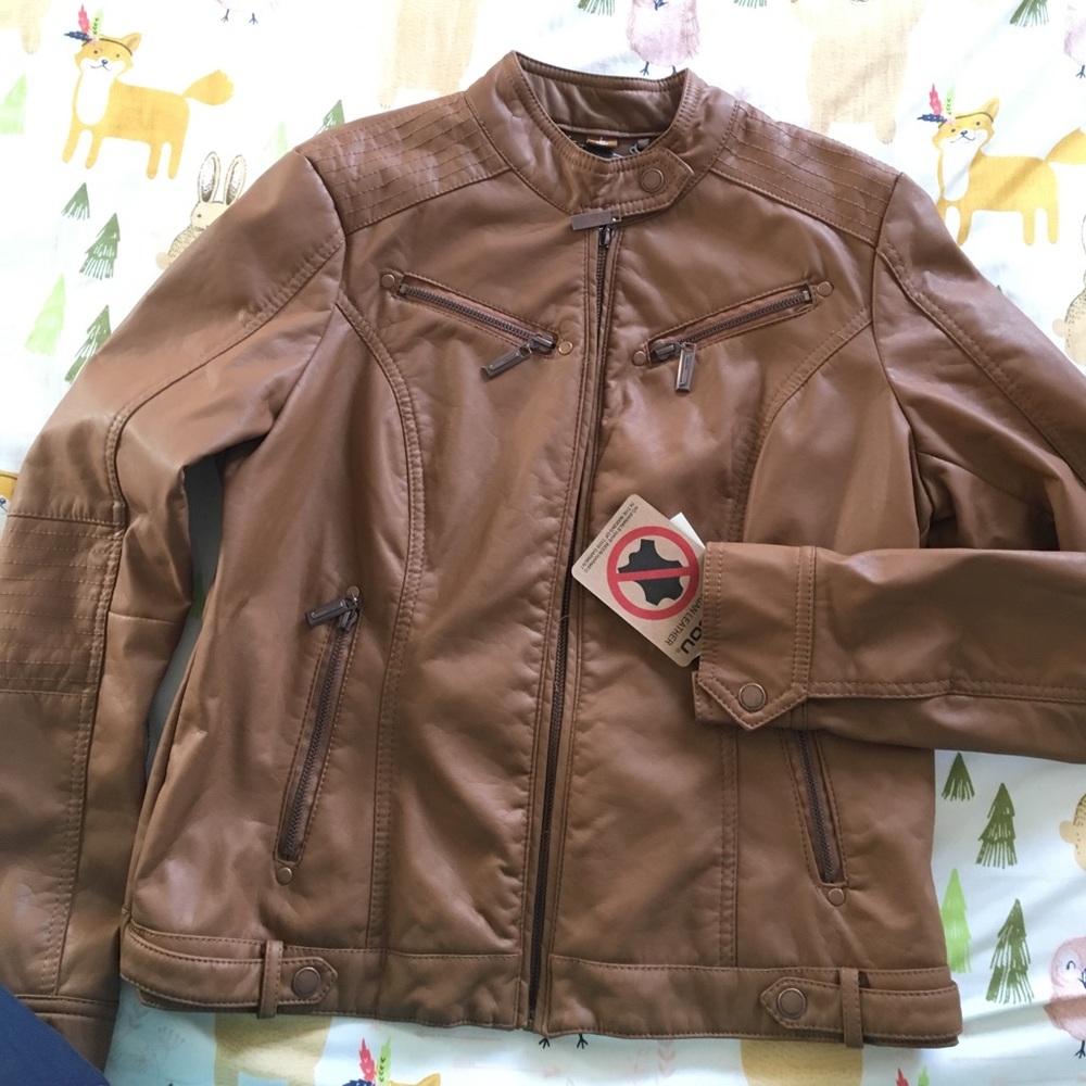 Tan Vegan Leather Jacket