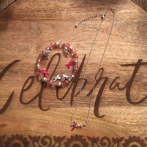 Breast Cancer awareness bracelet and necklace