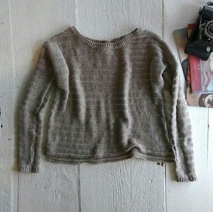 Sheer shimmer crop sweater relaxed fit taupe sand