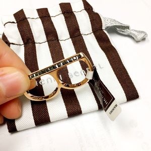 Henri Bendel Pave Deco Bar Double Ring