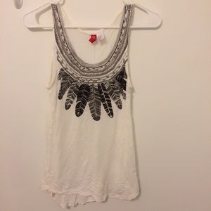 HM White High Low Tank--Native American Style