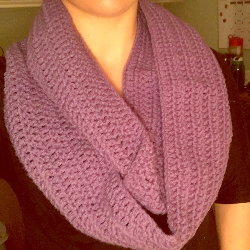 Hand crocheted infinity scarf
