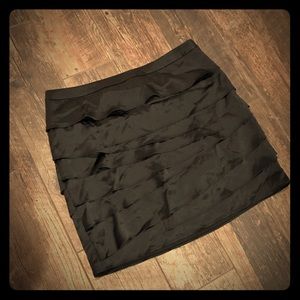 Ann Taylor Layered black satin skirt NWT