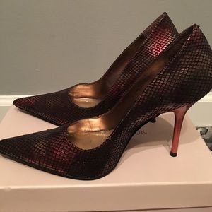 Copper Carlos Faux Snake Skin Pumps