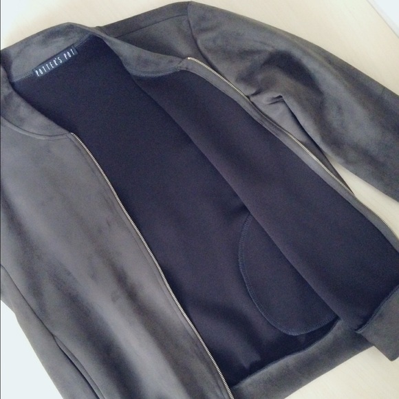 NWT Olive Faux Suede Bomber Jacket - Picture 2 of 4