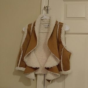 Faux fur and suede vest jacket