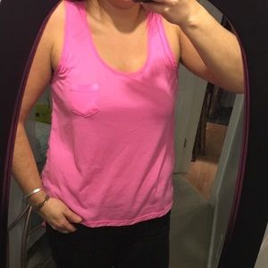 H&M - Bright Pink Cotton/Sheer Tank - Sz L
