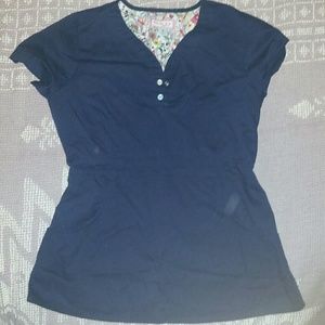Like New Navy Blue Koi Scrub Top